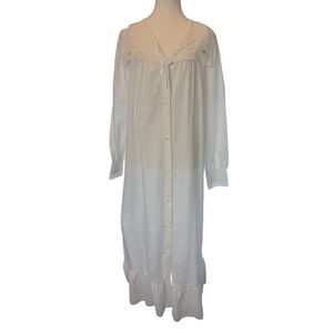 VTG Willow Creek NEW White Lace House Coat Embroidered Cottage Prairie Victorian